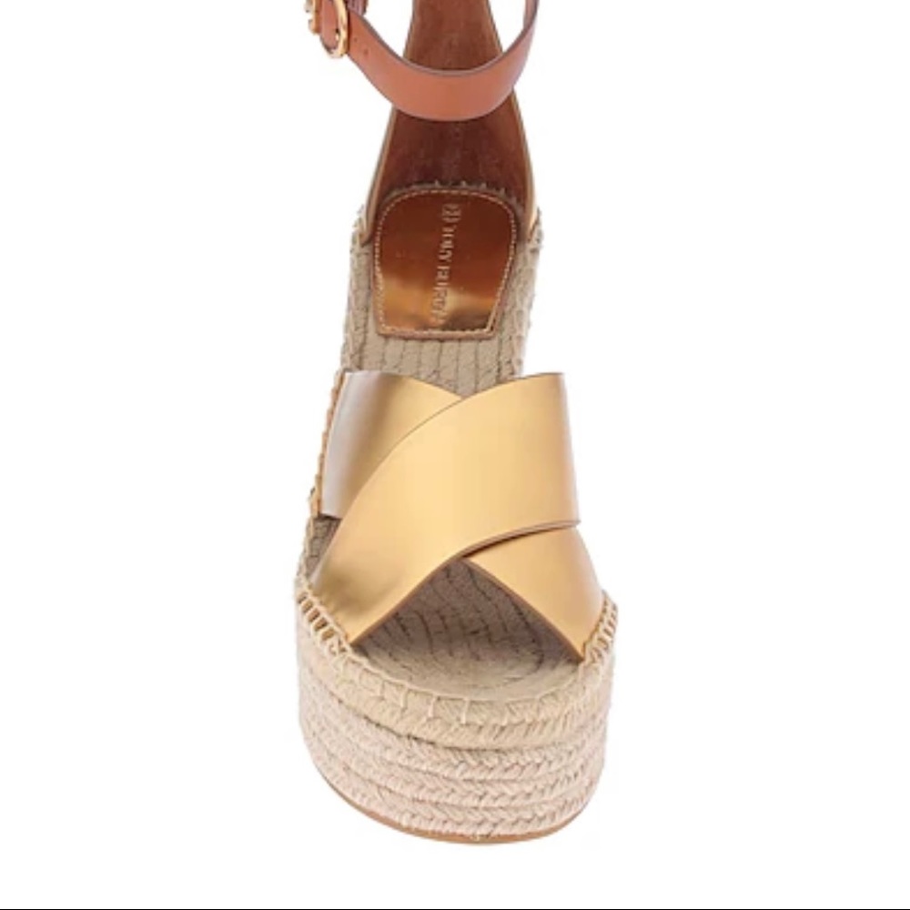 NWT in box Tory Burch gold wedges